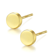 Simple Gold Plated 925 Sterling Silver Round Stud Earrings